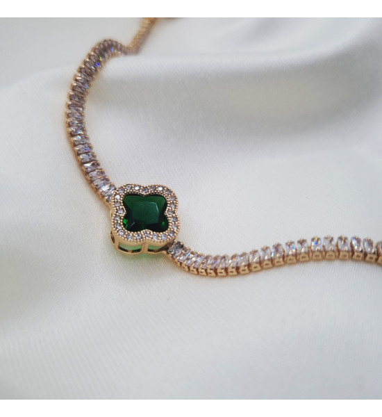 ALC Collection Yeşil Elmas Tasarım Zirkon Detaylı Kadın Bileklik