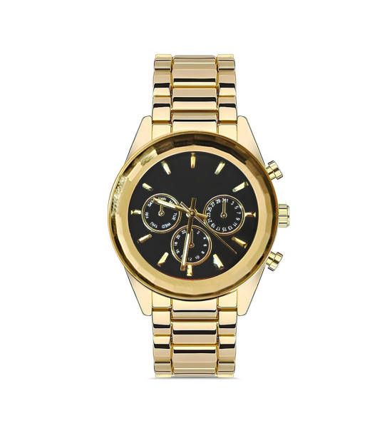 ALC Collection Lüks Tasarım Kronometre Detaylı Zarif Kadın Kol Saati (Altın)