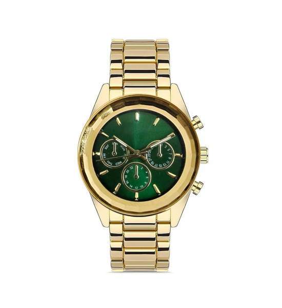 ALC Collection Lüks Tasarım Kronometre Detaylı Zarif Kadın Kol Saati (Yeşil)