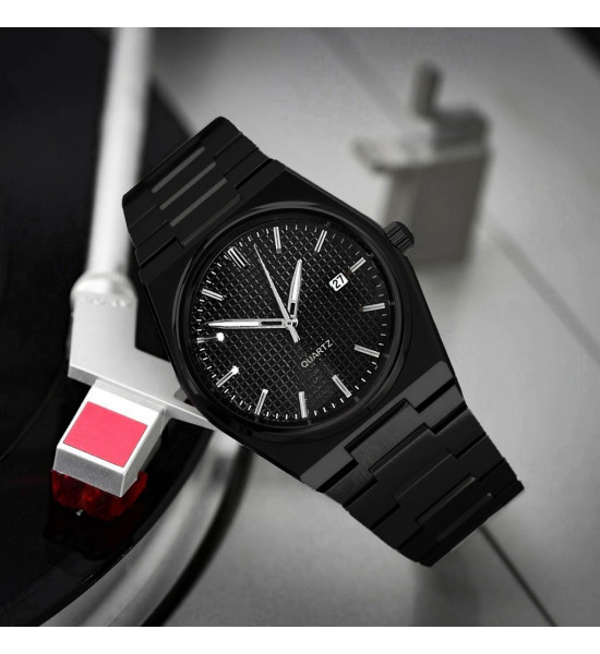 ALC Collection Klasik Lüks Tasarım Takvim Detaylı Erkek Kol Saati (Siyah)