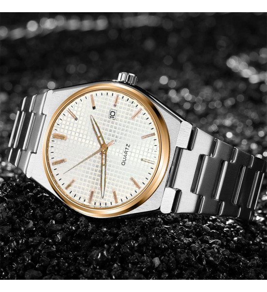 ALC Collection Klasik Lüks Tasarım Takvim Detaylı Erkek Kol Saati (Beyaz)