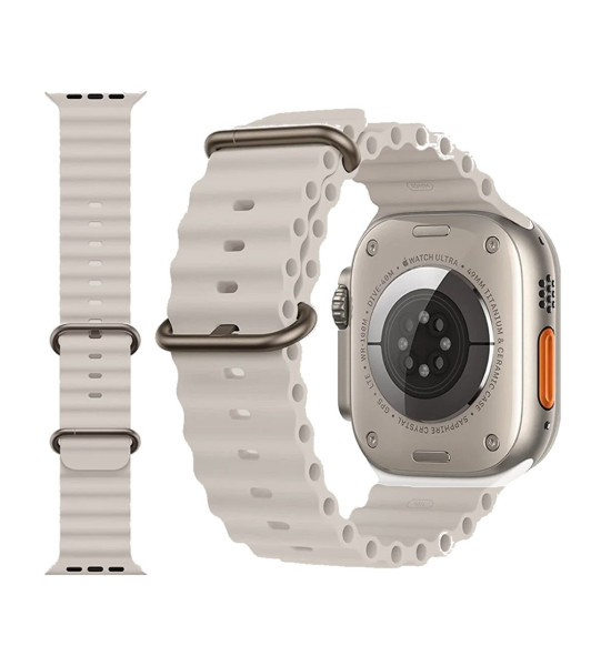 Watch Ultra 8 Plus Akıllı Saat: 49 mm, Vidalı, Kilitli Çift Kordon ve 2.2 İnç (Krem)