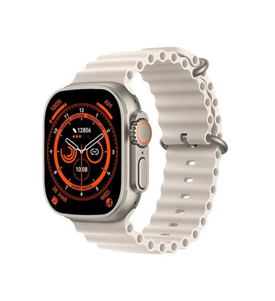 Watch Ultra 8 Plus Akıllı Saat: 49 mm, Vidalı, Kilitli Çift Kordon ve 2.2 İnç (Krem)