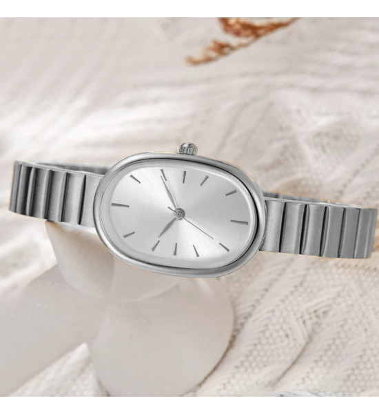 ALC Collection Oval Tasarım Gümüş Kaplama Minimalist Kadın Kol Saati