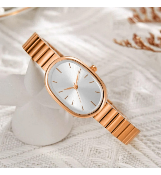 ALC Collection Oval Tasarım Rose Gold Kaplama Minimalist Kadın Kol Saati