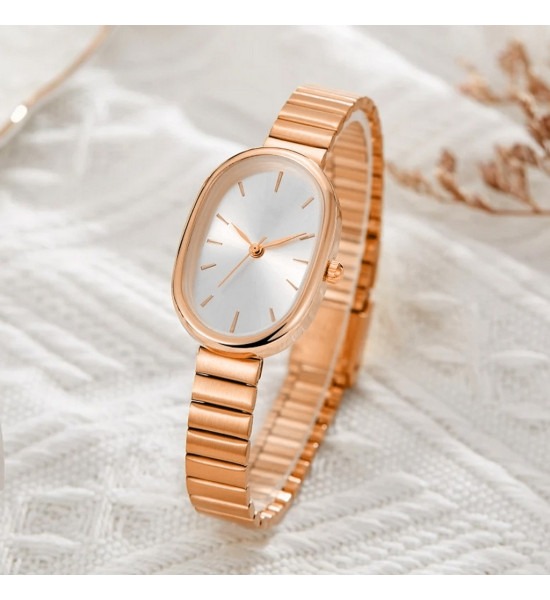 ALC Collection Oval Tasarım Rose Gold Kaplama Minimalist Kadın Kol Saati