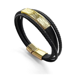 Halat Tasarım Çelik Detay Uniseks Deri Bileklik