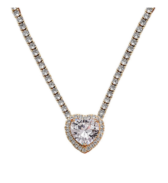 Su Yolu Zincir Büyük Kalp Tasarım Kadın Kolye (Altın)