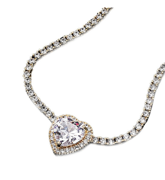 Su Yolu Zincir Büyük Kalp Tasarım Kadın Kolye (Altın)