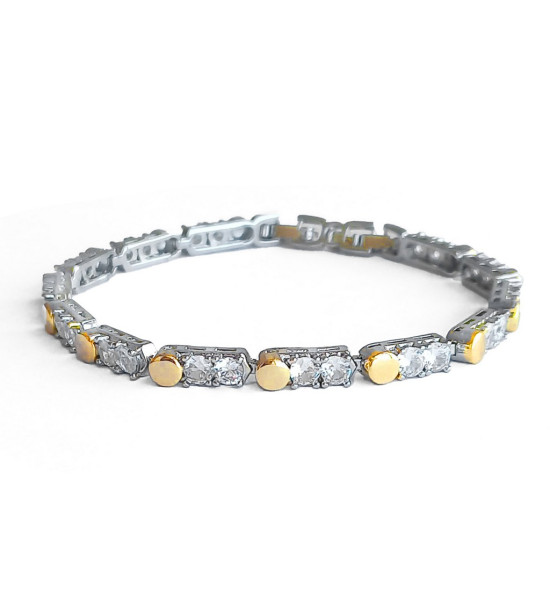 ALC Collection Lüks Zirkon Altın Kaplama Detaylı Çelik Kadın Bileklik