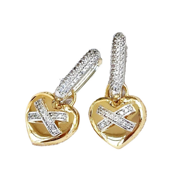 ALC Collection Kalp X Zirkon Detaylı Tasarım Kadın Çelik Küpe