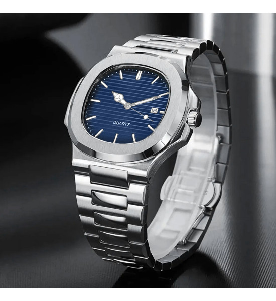 ALC Collection Lüks Klasik Tasarım Patek Model Erkek Kol Saati (Mavi)