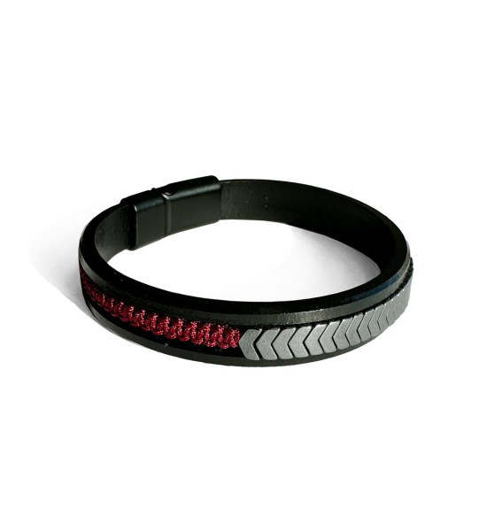 ALC Collection Gümüş Kaplama Ok Detaylı Deri Bileklik