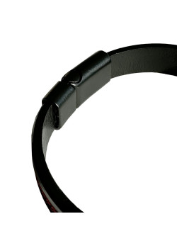 Gümüş Kaplama Ok Detaylı Deri Bileklik