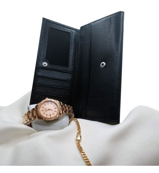 ALC Collection Premium Özel Hediyelik Cüzdan, Bileklik, Saat Kadın Aksesuar Seti