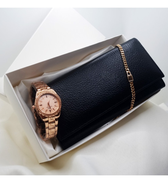 ALC Collection Premium Özel Hediyelik Cüzdan, Bileklik, Saat Kadın Aksesuar Seti