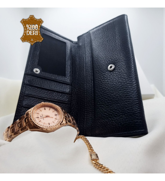 ALC Collection Premium Özel Hediyelik Cüzdan, Bileklik, Saat Kadın Aksesuar Seti