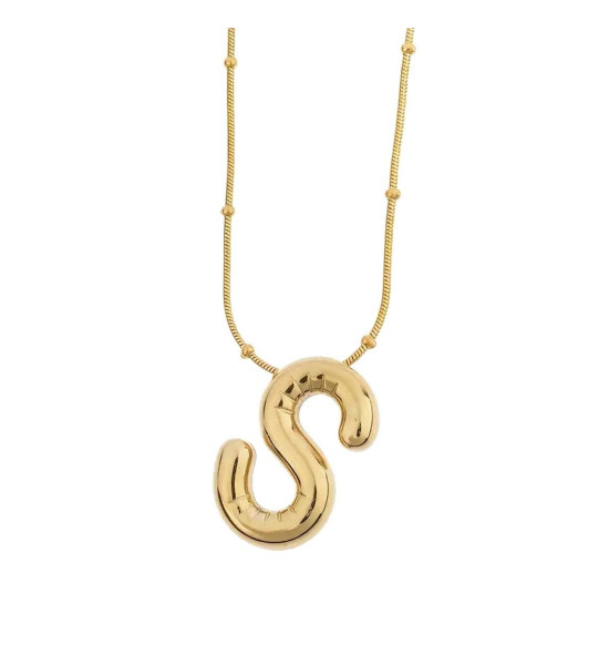 ALC Collection Balon Harfli Altın Kaplama Çelik Kolye (S Harfi)