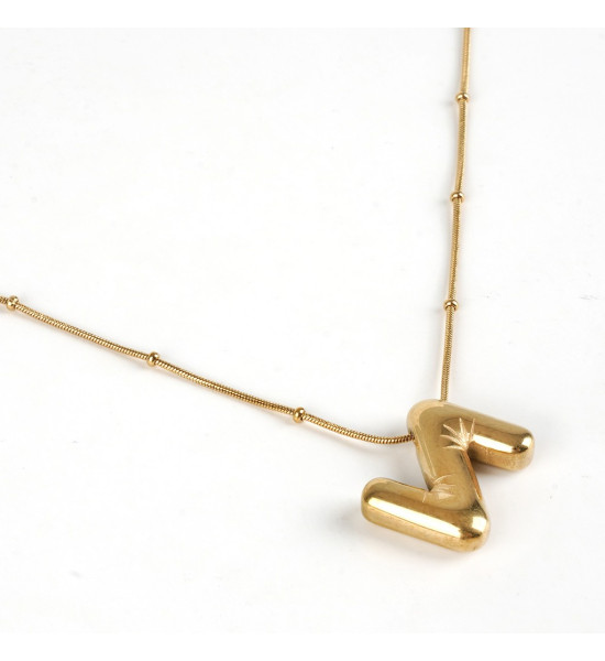 ALC Collection Balon Harfli Altın Kaplama Çelik Kolye (Z Harfi)