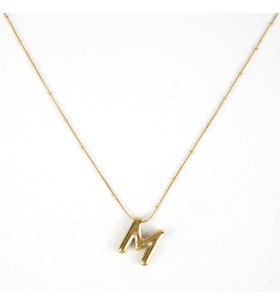 ALC Collection Balon Harfli Altın Kaplama Çelik Kolye (M Harfi)