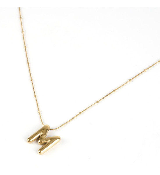 ALC Collection Balon Harfli Altın Kaplama Çelik Kolye (M Harfi)