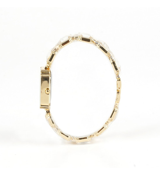 ALC Collection Lüks Taşlı Swarovski Model Dikdörtgen Kadın Kol Saati (Beyaz)