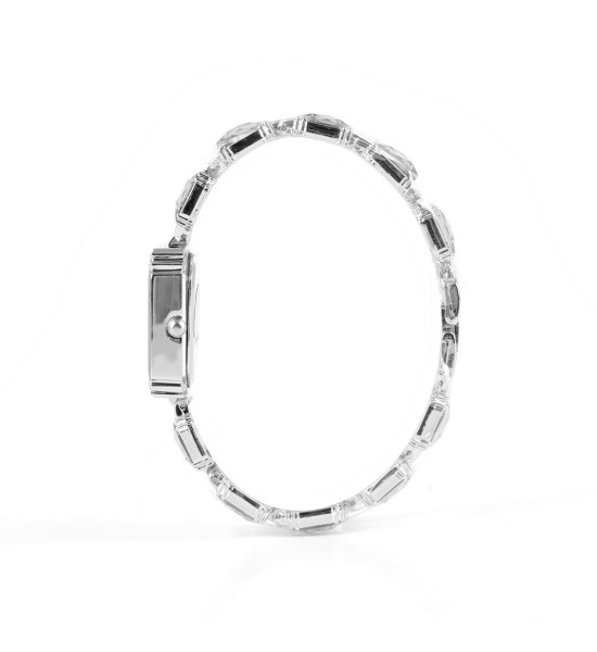 ALC Collection Lüks Taşlı Swarovski Model Dikdörtgen Kadın Kol Saati (Gümüş)
