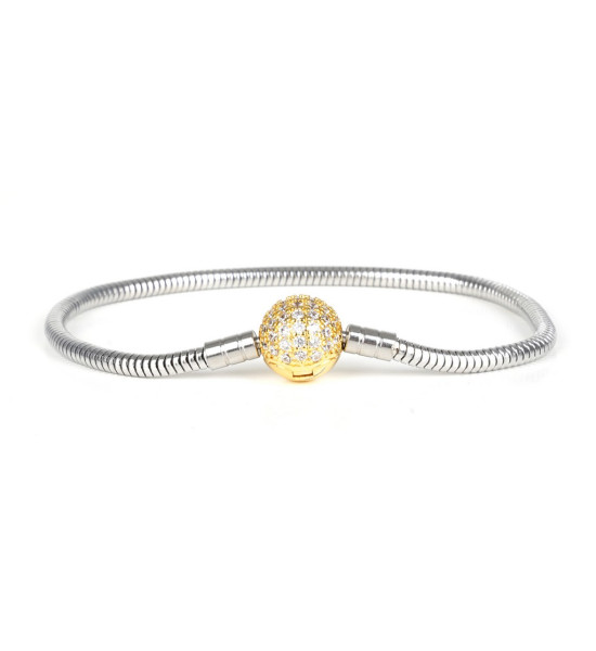 ALC Collection Altın Detaylı Parlak Zirkon Taşlı Çelik Bileklik