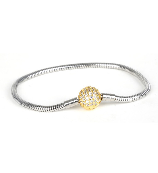 ALC Collection Altın Detaylı Parlak Zirkon Taşlı Çelik Bileklik