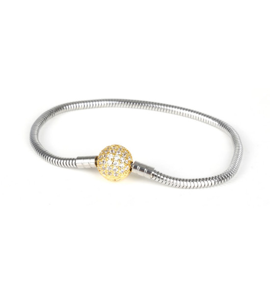 ALC Collection Altın Detaylı Parlak Zirkon Taşlı Çelik Bileklik