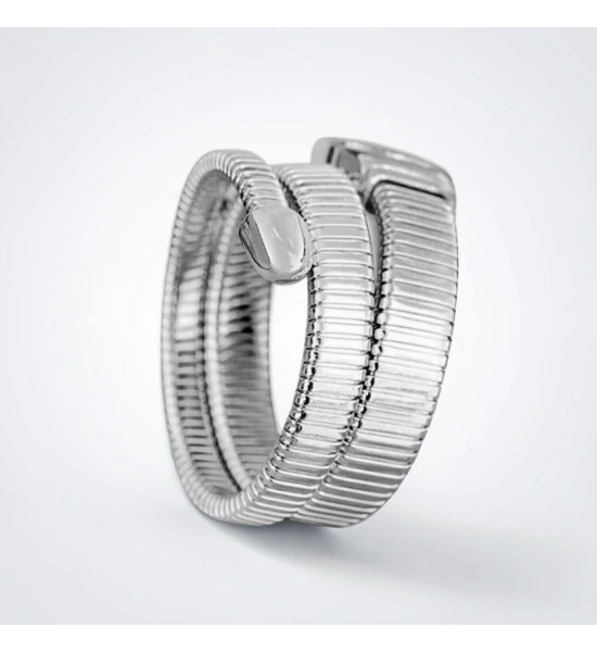 ALC Collection Lüks Yılan Tasarım Zirkon Detay Kol Saati (Gümüş)