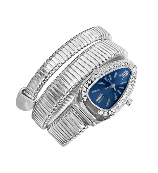 ALC Collection Lüks Yılan Tasarım Zirkon Detay Kol Saati (Parlament Mavi)