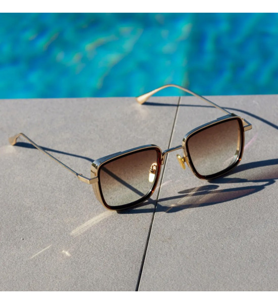 ALC Collection Lüks Kare Çerçeveli Tasarım Güneş Gözlüğü (Altın)