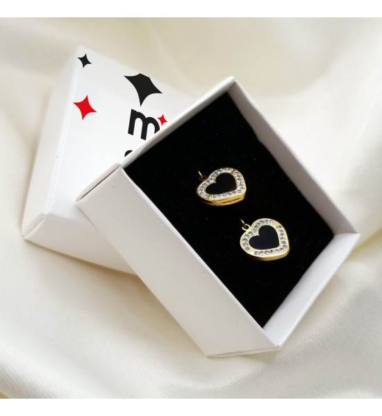 ALC Collection Zirkon Detay Kalp Tasarım Altın Kaplama Küpe