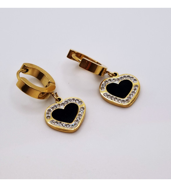 ALC Collection Zirkon Detay Kalp Tasarım Altın Kaplama Küpe