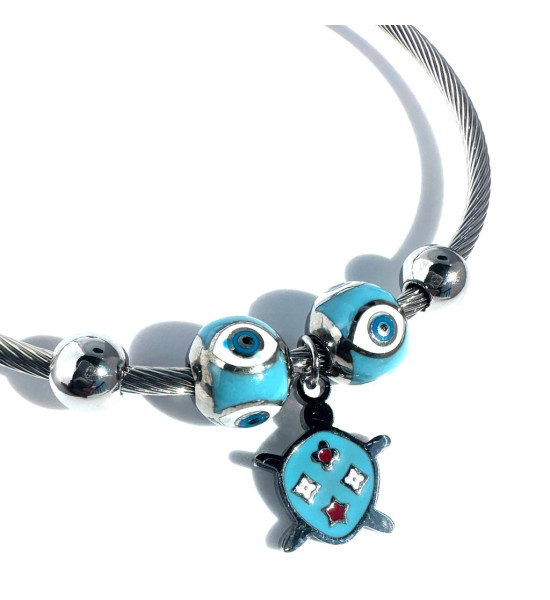 ALC Collection Nazar Boncuğu Tasarım Charm Gümüş Kaplama Çelik Bileklik