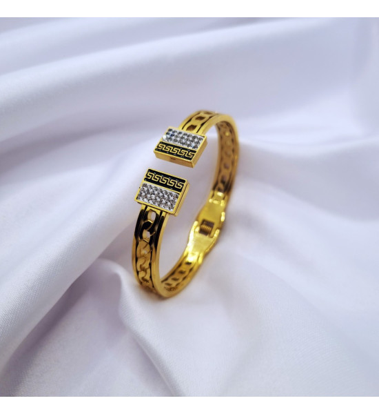 ALC Collection Gold Tasarım Elmas Dekorlu Orjinal Çelik Bileklik