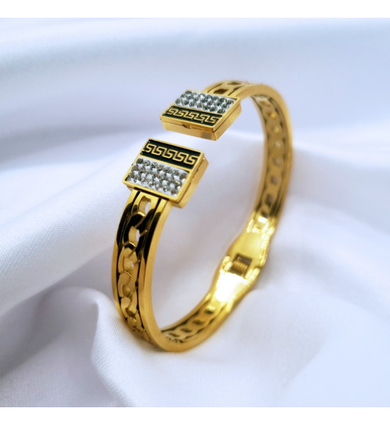 ALC Collection Gold Tasarım Elmas Dekorlu Orjinal Çelik Bileklik