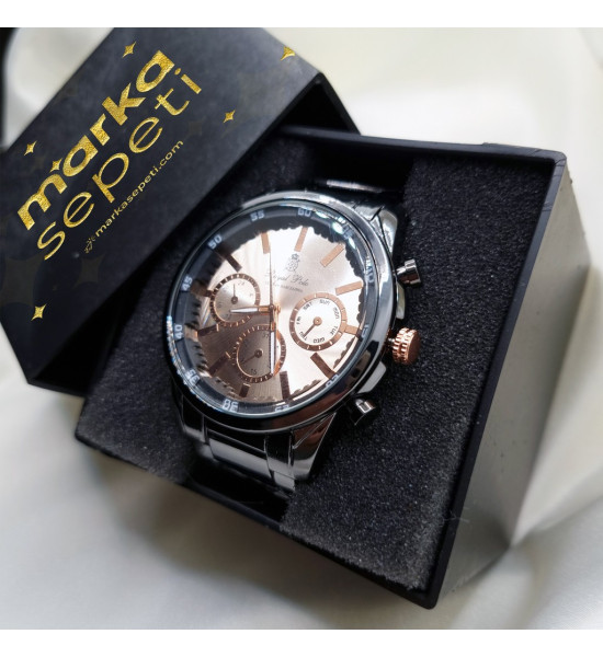 Royal Club De Polo Barcelona Gold Ve Gümüş Renk Karışımı Kronometre Desenli Erkek Kol Saati