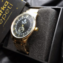 Kronometre Desenli Gold Ve Black Karışım Renk Erkek Kol Saati