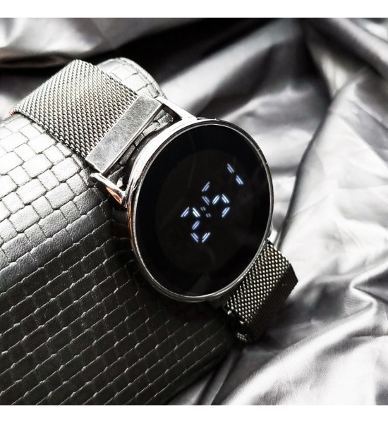 ALC Collection Dijital Ve Hasır Kordon Şık Black Erkek Kol Saati