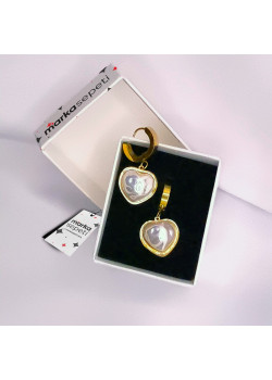 Kalp Desenli Incili Orjinal Çelik Şık Küpe